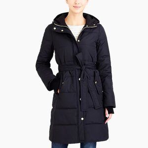 J Crew Belted Puffer Coat in Small